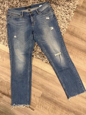 Banana Republic Light Blue Distressed Cropped Skinny Jeans
